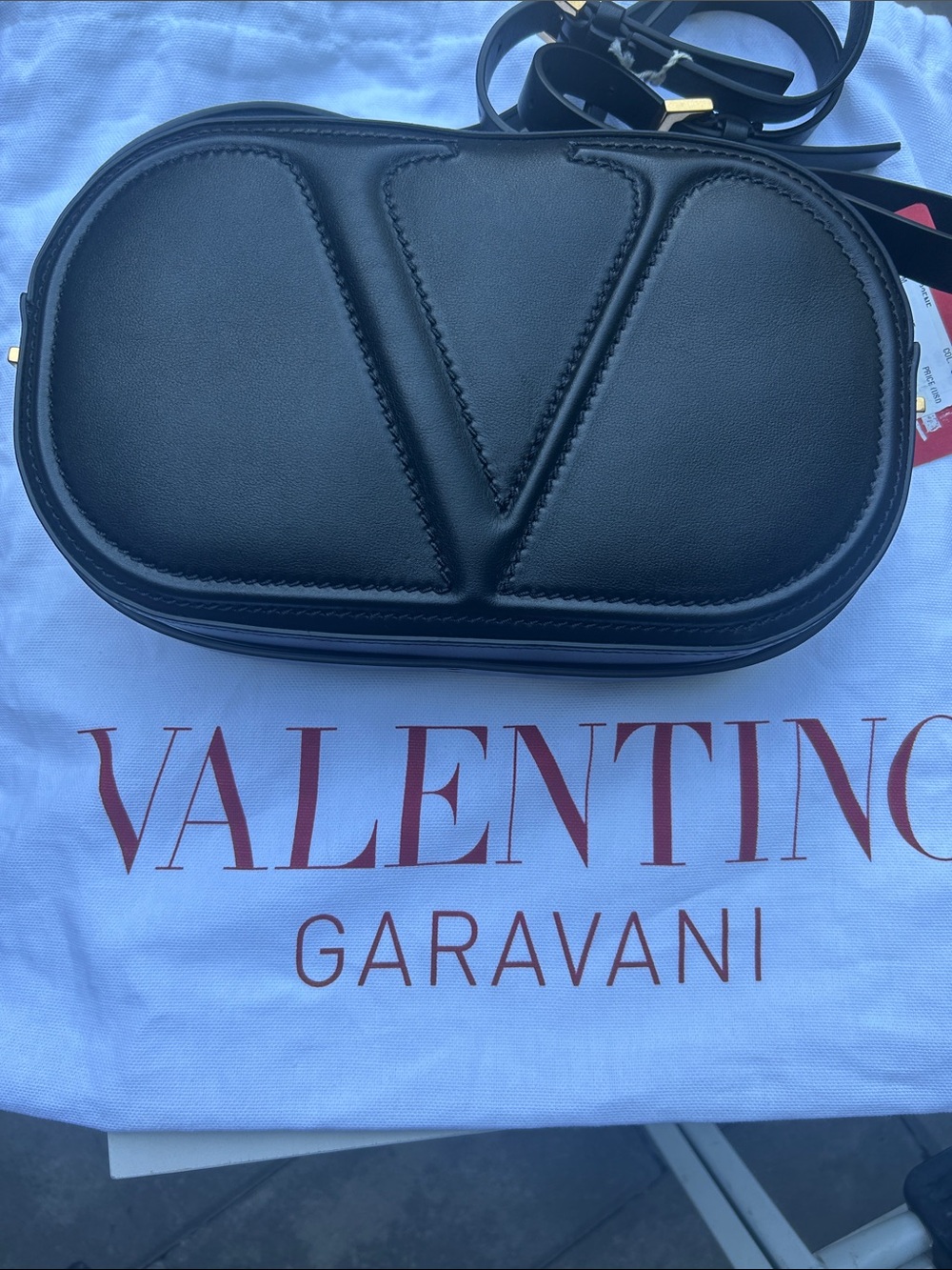 Valentino Garavani Black V-Logo Leather Crossbody